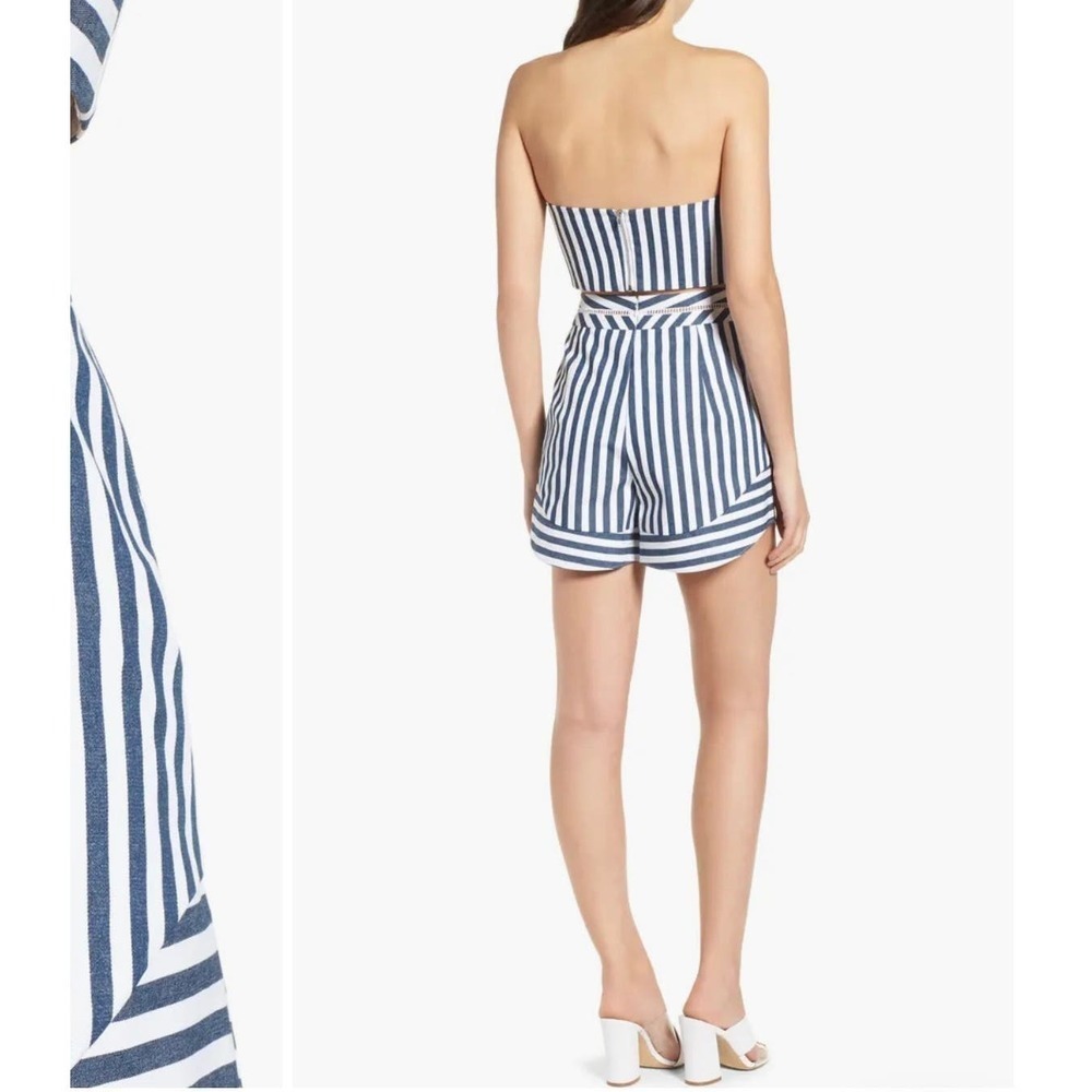 WAYF 2-Piece Set Durham Knotted Bow Tube Top and Chester Short in Navy Stripe - Picture 4 of 12